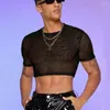 T Shirts Men's Sexy Mesh Tops Hollow Out Short Sleeves Fashion T-shirt Streetwear Men Large Size Ropa Hombre