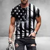 Herren T-Shirt Flaggendruck Rundhals Coole Oversize Muscle Streetwear Kleidung T-Shirt Herren