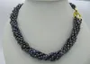 Kedjor Fashion 12Row Natural Beautiful Black Tahitian Pearl Necklace 18 "