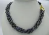 Chaînes Mode 12rangs Naturel Belle Perle de Tahiti Noire Collier 18"