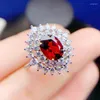 Cluster Rings Natural Real Red Garnet Luxury Ring 925 Sterling Silver 6 8mm 1.4CT Gemstone Fine Jewelry T23195