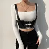 Women's Tanks Summer 2023 Punk Goth PU Leather Waistcoat Vest Female Corset Hollow Out Buckle Adjustable Straps Streetwear Tank Tops Women