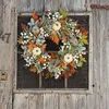 Декоративные цветы на Хэллоуин, осень, осень, декор, венок, гирлянда для входной двери, цветок тыквы, День Благодарения, урожай, дом