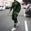 Men's Tracksuits Autumn Men's Long Sleeves TshirtTrousers 2piece Set 3D Weed Plant Leaf Print New Oneck Tracksuit Man Streetwear Sports Suit x0627