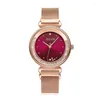 Relógios de pulso Fivela magnética Moving Crystal Relógio feminino Japão Mov't Lady Hours Fine Fashion Pulseira de aço Presente para meninas Julius