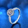 100% Real 925 Sterling Silver Moissanite Rings Prong Setting 0.5/1/2ct Lab Diamond Luxury Women Wedding Engagement Party Rings Jewelry