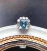 Pierścienie klastrowe Diwenfu oryginalne 925 srebrny srebrny ametyst otwarty pierścień rocznicowy ANILLOS de biżuteria Bizuteria Blue Topaz Anel Box