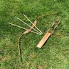 Bow Arrow Bamboo Wooden Bow Children Bows And Arrows With 3 Safety Arrow Quiver Arm Guard Set For Outdoors Archery Hunting Toys Kid's GiftHKD230626