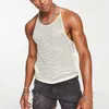 Męskie topy czołgowe 2023 Summer Hollow Out Mesh Sexy Back Cross Cross For Men Night Club Punk Hip Hop Singlets