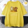 Camisetas masculinas Camisa de algodão Capivara Cor sólida Tops de manga curta de verão Gráfico Y2K Camisetas femininas com estampa Harajuku Roupas Kawaii