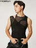 Heren Tank Tops INCERUN Amerikaanse Stijl Mannen Holle Structurele Stiksels Vest Mode Toevallige Mannelijke Seethrough Mesh Vesten S5XL 230627