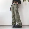 Jeans pour femmes WeiYao Baggy Cargo Pants Femmes Streetwear Pantalon Vert 2023 Mode Harajuku Poches Esthétiques Taille Basse Petit Ami Y2k