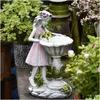 Garden Decorations Flower Fairy Solar Decoration Harts Staty Light Glow in the Dark Yard Outdoor Scpture Angel Figure Decor Q0811 D DHKIW