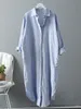 Lässige Kleider Syiwidii Langes weißes Hemdkleid für Frauen Leinen Baumwolle 223 Frühling Sommer Koreanische Kleidung Vintage Übergroße Midi Robe 23414