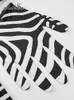 Abiti casual Artsu Zebra Print Mini abito da donna manica lunga con guanti Dolcevita aderente Sexy Autunno Inverno Slim Club 4 23327