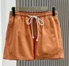 Shorts femininos de grife, bolso com zíper, cintura alta, secagem rápida, estilo solto, respirável, bordado, cordão, shorts jeans esportivos casuais para mulheres