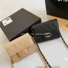 Designer Wallet Leather Caviar Golden Chain Shoulder Bag CC Small Womens Card Holder Handbag Mini Purse Messenger Qwertyui879 13*10*4CM021