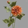 Decorative Flowers 66CM Silk Dahlias Artificial 2 Heads Nordic Retro Peony DIY Wedding Bouquet Home Living Room Office Decor Fake Props