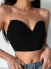 Women's T-Shirt InstaHot Sexy Spaghetti Strap Cami Slim Cropped Top Women Summer Casual Backless Skinny Black Streetwear Sleeveless Camisole J230627