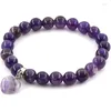 Pulsera de piedra Natural de hebra de 8mm, cuentas redondas de cristal de Chakra, abalorio de corazón curativo, colgante de amor, joyería hecha a mano elástica elástica