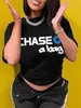 Женская футболка LW Chase Bag Футболка с буквенным принтом для пар с круглым вырезом и коротким рукавом с коротким топом для женщин Повседневная мода Футболки больших размеров J230627