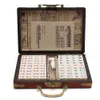 Utomhusspel Aktiviteter Kinesiska numrerade stora akrylplattor Portable Carving Travel Mahjong Premium Mahjong Set 144 för Family Party Table Game 230626