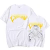 T-shirt da uomo Anime Chainsaw Man Aki Denji T-shirt Power Metal Manga Double Sided Graphic T-shirt Hip Hop da donna per uomo Coppie