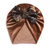 Chapeaux 1pc hiver bébé enfant en bas âge solide Pleuche haut noeud Turban chapeau infantile accessoires enfants bonnet enfant chimio casquette cadeau