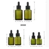 Aufbewahrungsflaschen für ätherische Öle, Pipettenfläschchen, 15 ml, 30 ml, 60 ml, olivgrünes mattes Glas, kosmetische Essenzverpackung, nachfüllbare Tropfflasche