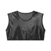 Hommes Débardeurs Hommes Muscle Imitation Cuir Vêtements Top Gilet Corset Sport Sans Manches Demi-Corps Sous-Vêtements Hommes À Manches Longues T-shirts