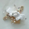 Hair Clips 1pair/lot White Flower Imitate Pearl Crystal Tiara Wedding Comb For Pin Girls Women Bridesmaid Head Wear Charms Accessory