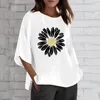 T-shirts pour femmes femmes imprimer décontracté manches trois-quarts col rond hauts tunique ample chemise chemisier athlétique pour court