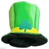 Bérets St. Patrick's Day Shamrock Green Velvet Top Hat Pour Hommes Femmes Party Favors Fighting Irish Leprechaun Costume Funny Hats Cosplay