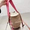 2023-Mini Straw Bucket Bags مصمم حقيبة شاطئ crossbody حمل حقيبة كتف واحد امرأة الكروشيه حقيبة اليد حقائب اليد 5A