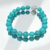 Strand Lii Ji Echte Steen 8mm Turquoise Armband Zirkoon Magneet Voor Vrouwen Mannen 18-20cm