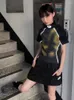 Kvinnors T -skjortor Deeptown Cyber ​​Y2K Harajuku Grafiska kvinnor Vintage Techwear Slim Short Sleeve Tee Grunge Turtleneck Topps Kpop Streetwear