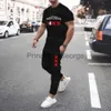 Tute da uomo Amsterdam Summer T ShirtPantaloni Tute Uomo Pantaloni a manica corta Set Camicia casual Girocollo Tuta sportiva allentata Nero 6xl x0627