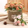 Decorative Flowers 30cm White Hydrangea Artificial Silk Bridal Hand Bouquet Fake For Wedding Home Decoration Flores