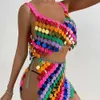 Women's T-Shirt Sexy Colorful Glitter Sequins Camis Halter Body Chain for Women Female Hollow Out Skirt Bikini Bra Chain Nightciub Party Jewelry J230627