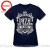 T-shirt da uomo vintage nel febbraio 1972 50 anni di straordinaria camicia da donna manica corta in cotone di grandi dimensioni personalizzata uomo anni '70 abbigliamento
