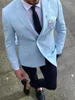 Męskie garnitury jasnoniebieski kostium z podwójną piersią Kostium spodni homme men 2 szt. Pustki PROM PROM Wedding Blazer Ternno Masculino Slim