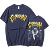 Men's T Shirts Anime Chainsaw Man Aki Denji Power Metal T-shirt Manga Double Sided Graphic Men's Women's Hip Hop T-shirts Couples