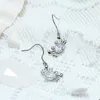 Dangle Oorbellen Mode Witte Ovale Drop Voor Vrouwen Meisjes Vergulde Koperen Leuke Krab Zirconia Pure Titanium Oorbel haak