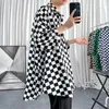 Hommes chemises décontractées hommes damier Plaid à manches courtes chemise hommes surdimensionné Blouse été noir blanc bleu mode japon Harajuku