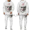 Мужские спортивные костюмы Horror Movie Clown 3D Print HoodiePantsSuit Funny Unisex Pullover Sweatshirt Set 2022 Halloween Personality Streetwear Clothing x0627