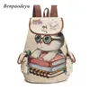 Torby płócienne torby szkolne kreskówka kotek drukujący dzieci plecak miękki back to torby szkolne dla nastoletnich dziewcząt torby dla dzieci