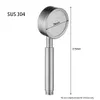 Bathroom Shower Heads High Pressure 304 Stainless Brushed Round ECO Functions Filter Faucet Accessory Bathroom Held Shower Head R230627