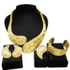 Halskette-Ohrringe-Set Dubai-Gold für Damen, plattierter Schmuck, 24-Karat-Original-Blatt-förmiger Ring