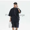 Survêtements pour hommes japonais manches courtes ensembles hommes été Harajuku chemises Cargo Shorts femmes Hip Hop rétro couleur unie 2 pièces ensemble costume de mode 2023 x0627