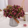 Dried Flowers Freeship Office Small Handful of Camellia Roses Artificial Flower Outdoor Garden Decoration Photography Props Diy Bouquet